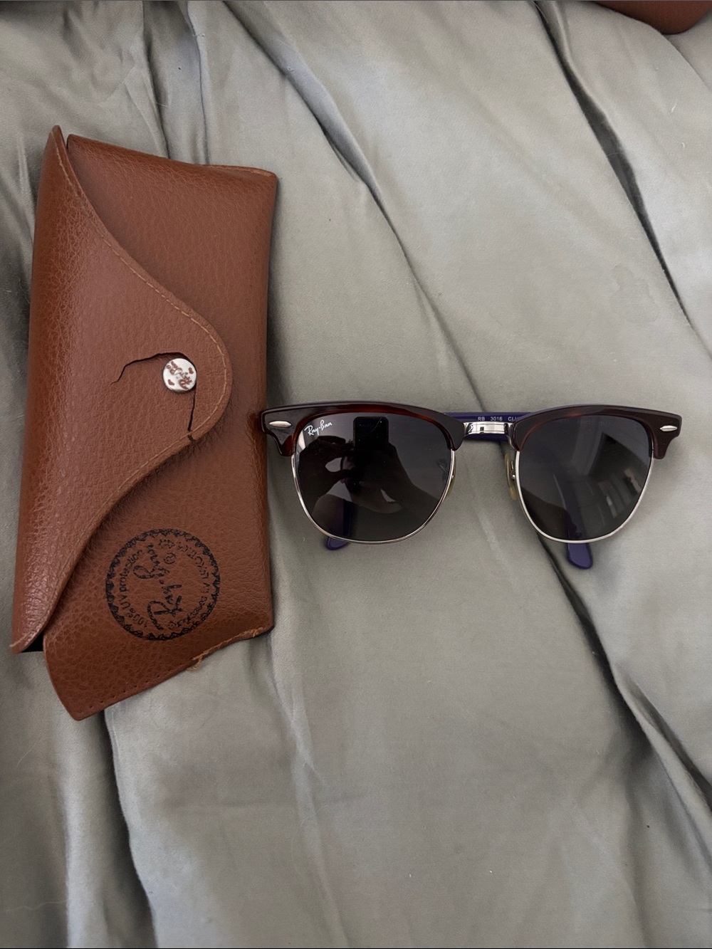 Ray-Ban Clubmaster Sunglasses in Tortoise and Black and purple
